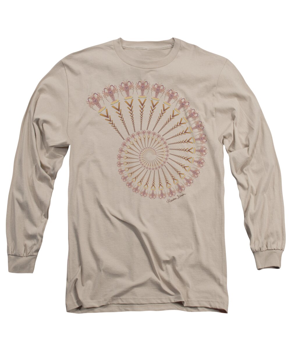 Tribal Long Sleeve T-Shirt featuring the digital art Tribal Caribbean Lobster Spiral Shell by Heather Schaefer