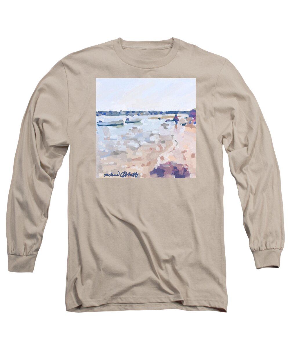Beach Long Sleeve T-Shirt featuring the photograph Two Boats at Ten Pound Island Beach by Melissa Abbott