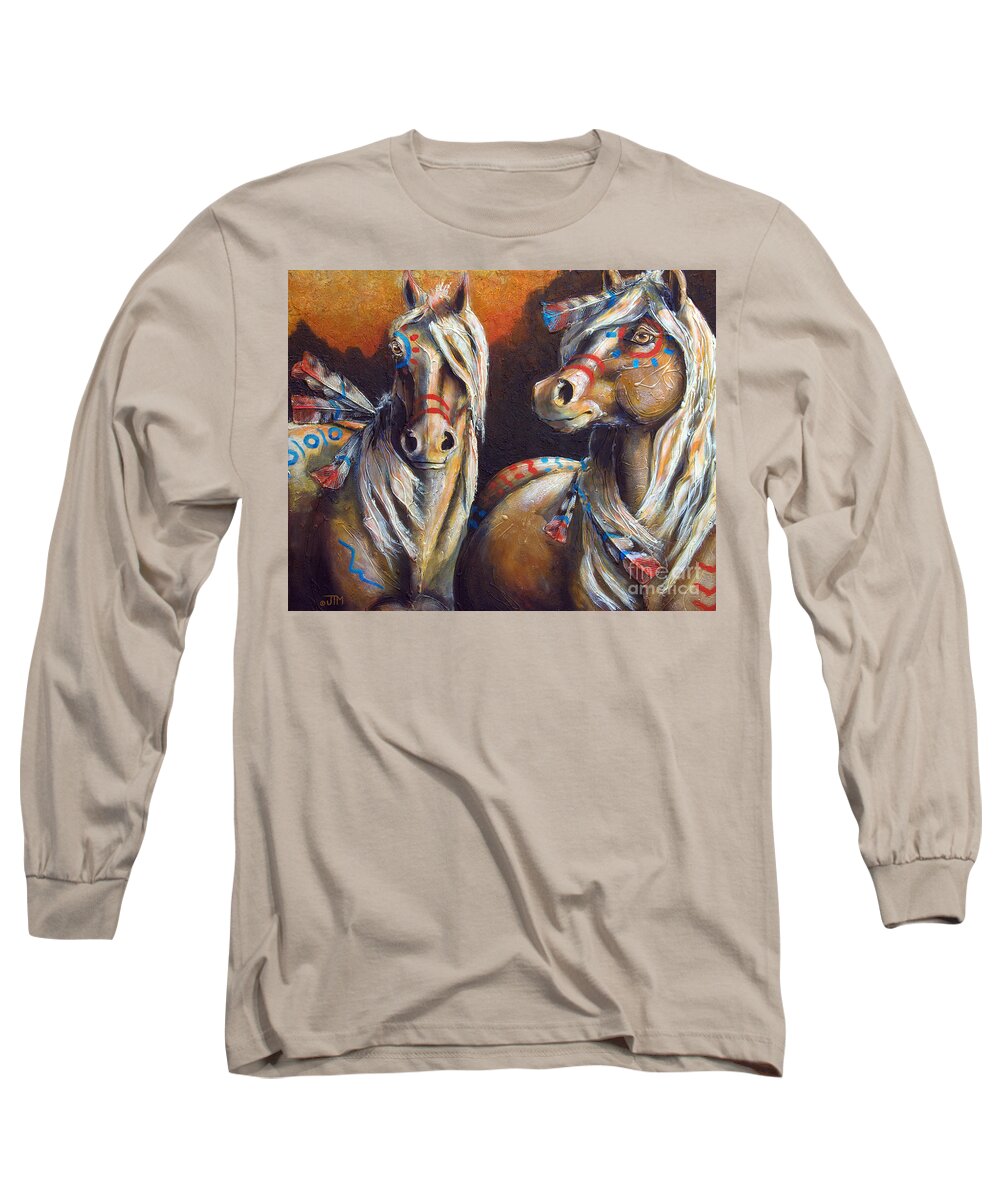 Horse Long Sleeve T-Shirt featuring the painting Two Coins by Jonelle T McCoy