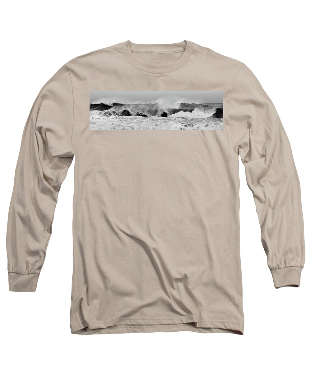 Jersey Shore Long Sleeve T-Shirt featuring the photograph Two Waves Are Better Than One - Jersey Shore by Angie Tirado