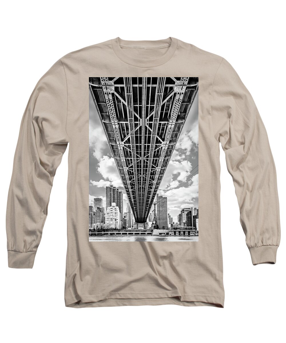 Queensboro Bridge Long Sleeve T-Shirt featuring the photograph Underneath The Queensboro Bridge by Susan Candelario
