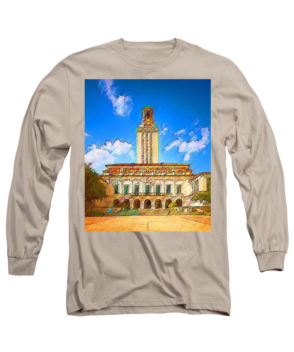 University Of Texas Long Sleeve T-Shirt featuring the painting University of Texas by DJ Fessenden