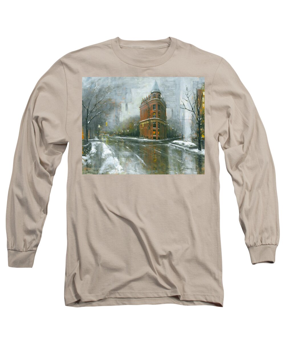 Toronto Long Sleeve T-Shirt featuring the painting Urban Winter by Michael Swanson