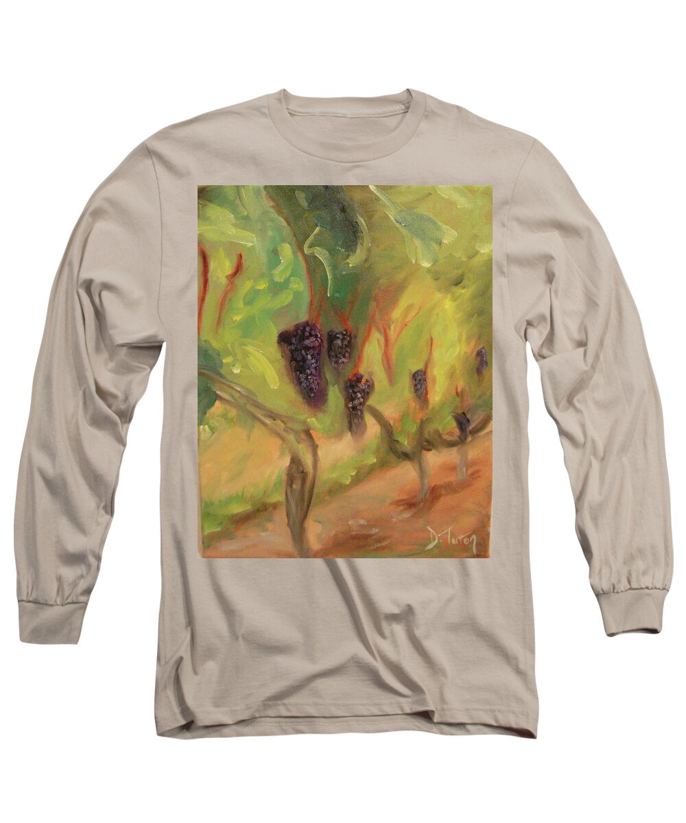 Valhalla Long Sleeve T-Shirt featuring the painting Valhalla Vineyard by Donna Tuten