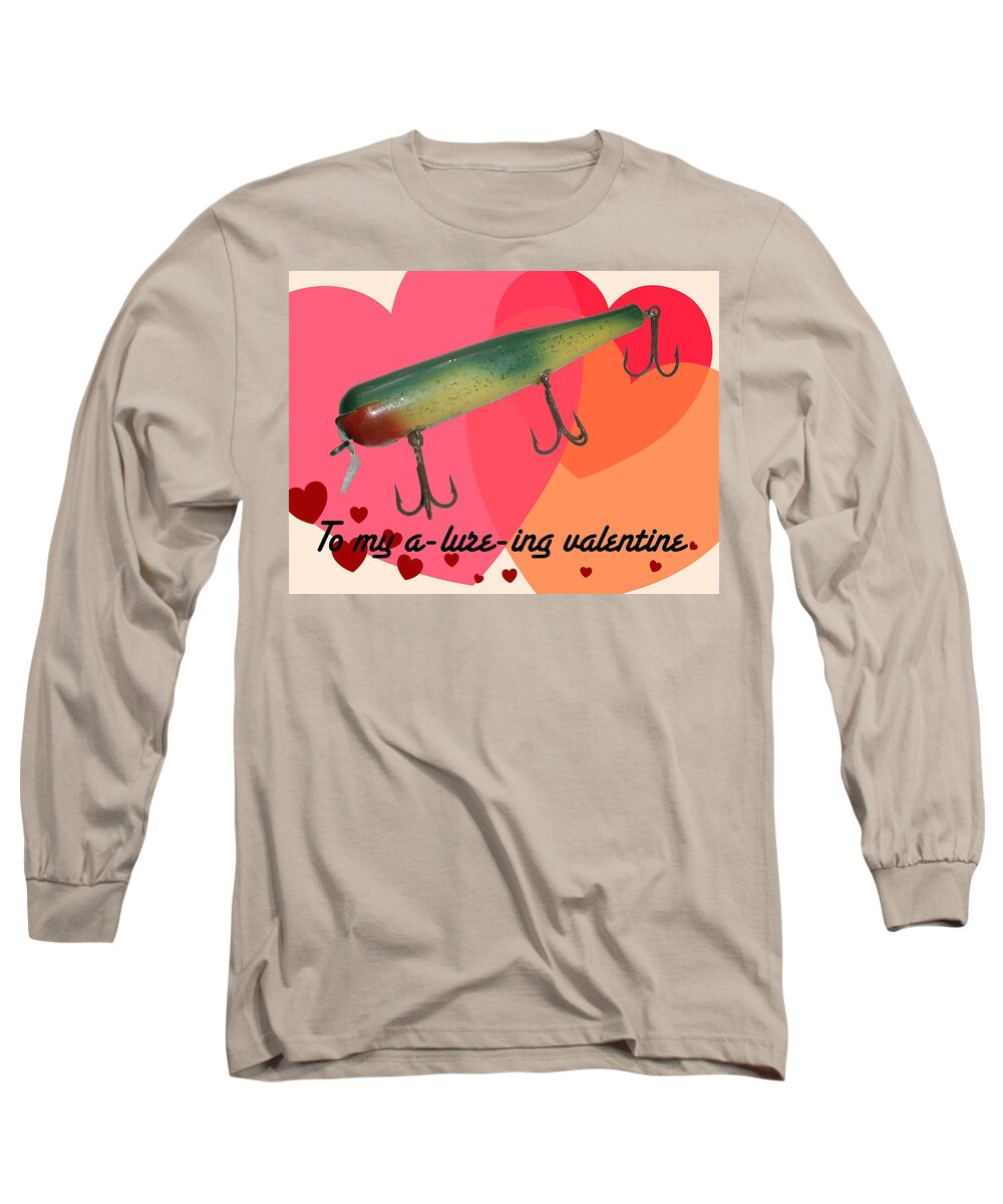 Valentine Long Sleeve T-Shirt featuring the photograph Vintage Fishing Lure Valentine Card by Carol Senske
