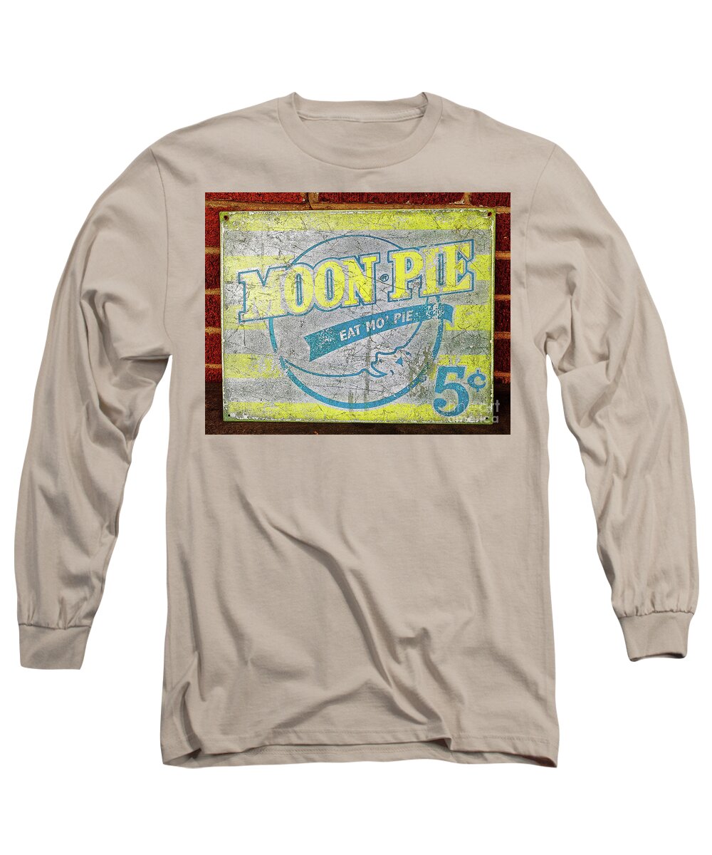 Pie Long Sleeve T-Shirt featuring the photograph Vintage Moon Pie Sign by Paul Mashburn