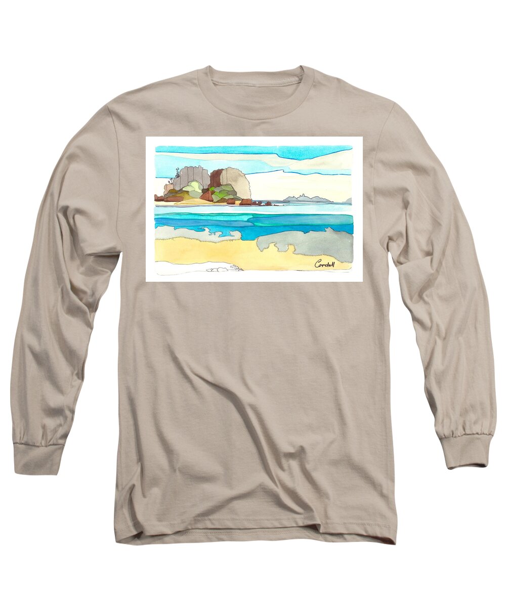 Fijian Tropical Islands Long Sleeve T-Shirt featuring the painting Vomo Island - Fiji by Joan Cordell