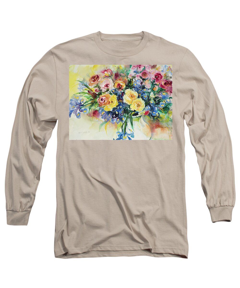 Flowers Long Sleeve T-Shirt featuring the painting Watercolor Series 62 by Ingrid Dohm