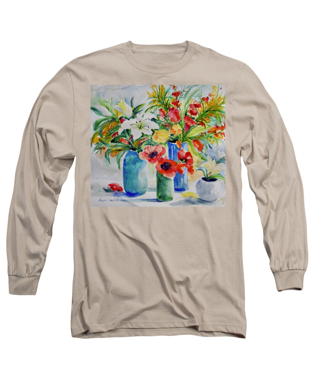 Flowers Long Sleeve T-Shirt featuring the painting Watercolor Series No. 256 by Ingrid Dohm
