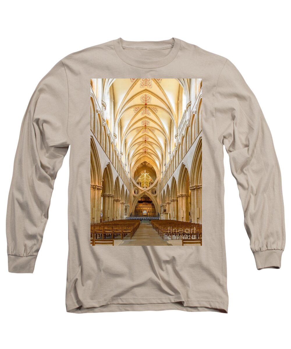 Wells Long Sleeve T-Shirt featuring the photograph Wells Cathedral Nave by Colin Rayner