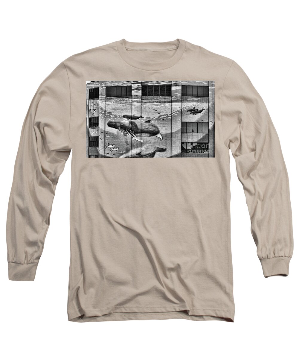 Philadelphia Long Sleeve T-Shirt featuring the photograph Whales Mural building Penn by Chuck Kuhn