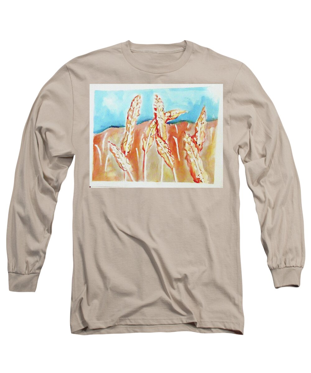  Long Sleeve T-Shirt featuring the painting Wheat Field by Loretta Nash