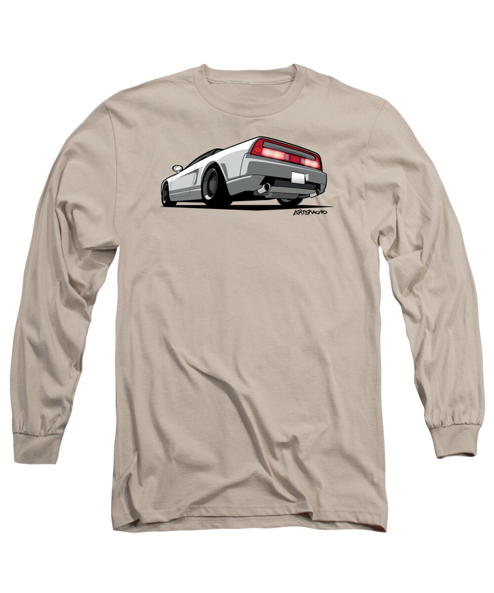 Honda Long Sleeve T-Shirt featuring the digital art White Honda Acura NSX by Tom Mayer II Monkey Crisis On Mars