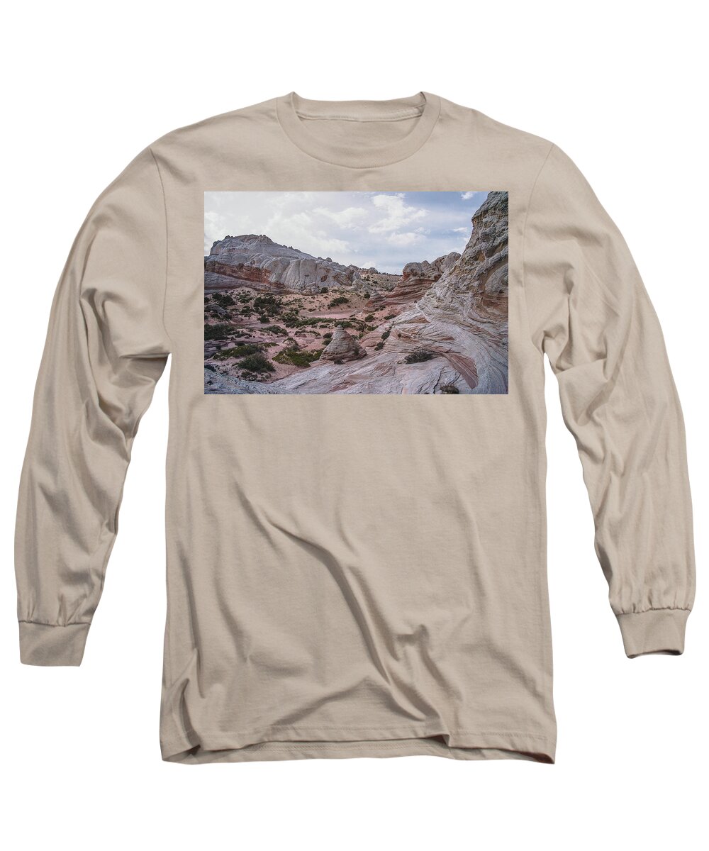 White Long Sleeve T-Shirt featuring the photograph White Pocket Tepees by Teresa Wilson