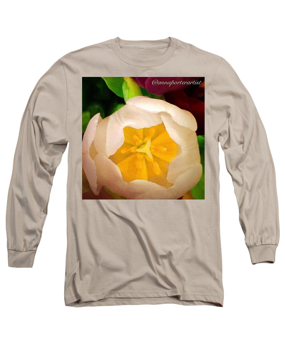 Jaw_dropping_shots Long Sleeve T-Shirt featuring the photograph White Tulip Glow, Apple Ipad Air 2 by Anna Porter