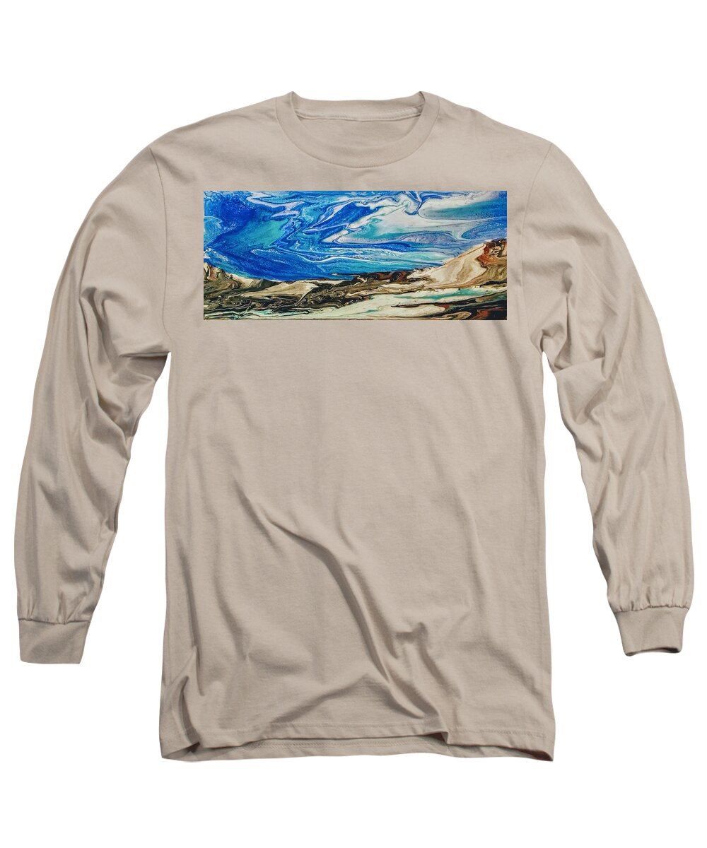Acrylic Long Sleeve T-Shirt featuring the painting Wiinter at the Beach by Betsy Carlson Cross