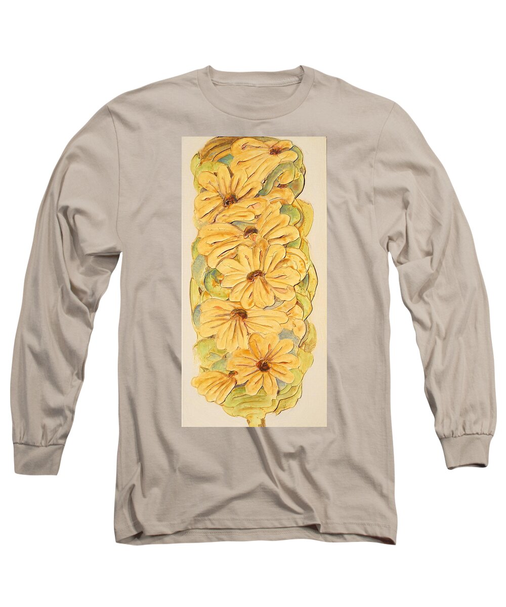 Abstract Long Sleeve T-Shirt featuring the painting Wild Flower Abstract by Theresa Marie Johnson