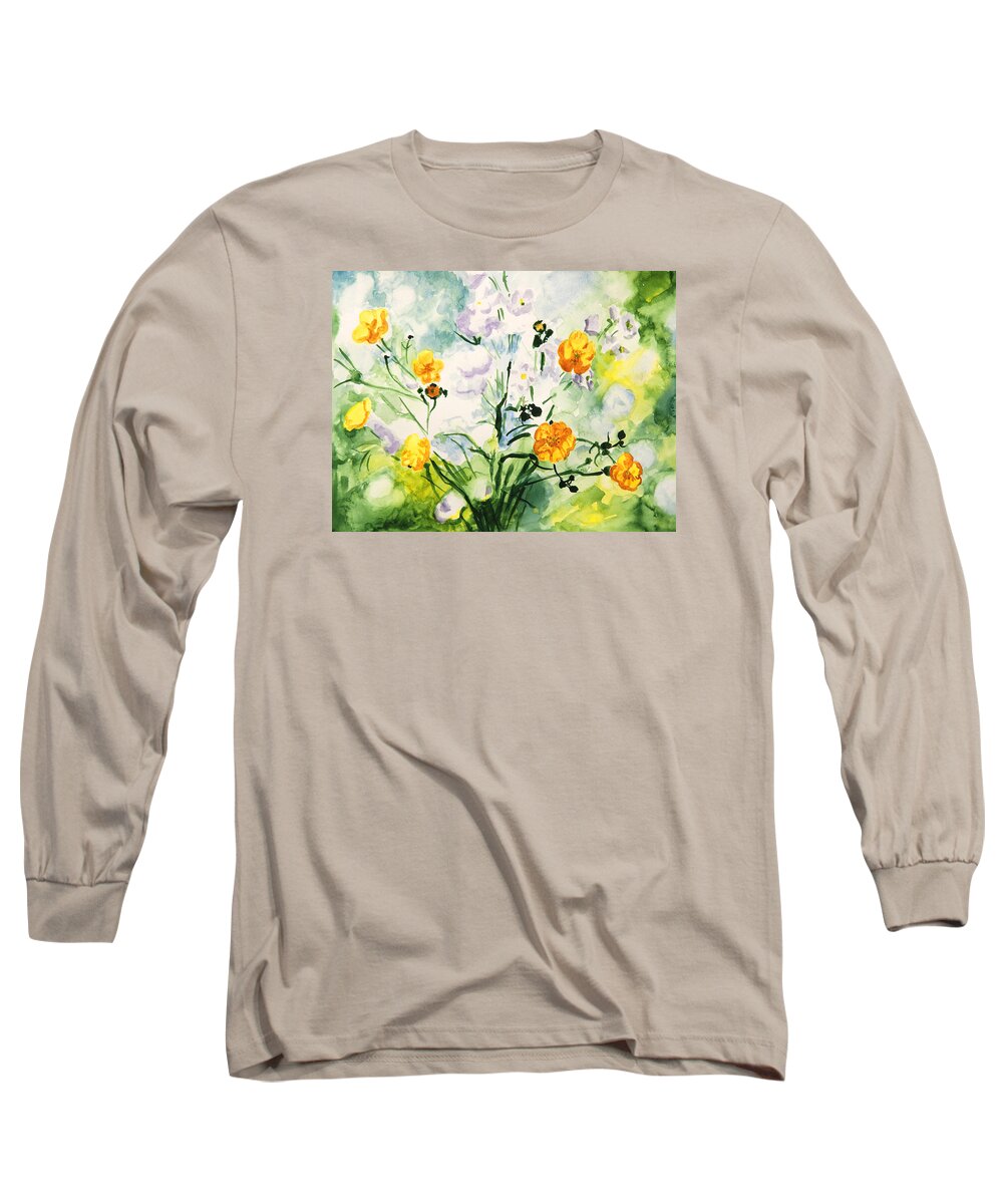 Flower Long Sleeve T-Shirt featuring the painting Wild Flowers by Masha Batkova