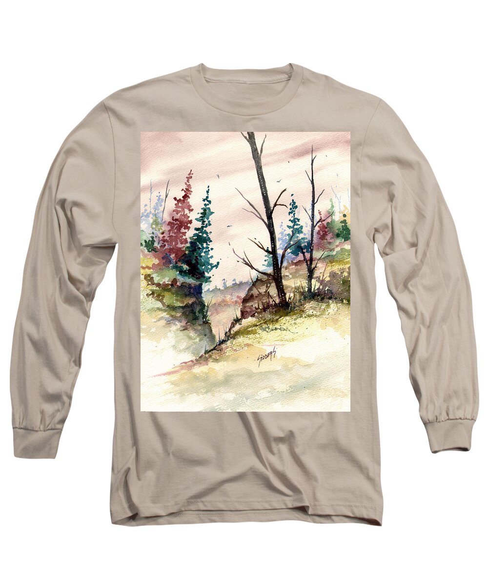 Woods Long Sleeve T-Shirt featuring the painting Wilderness II by Sam Sidders