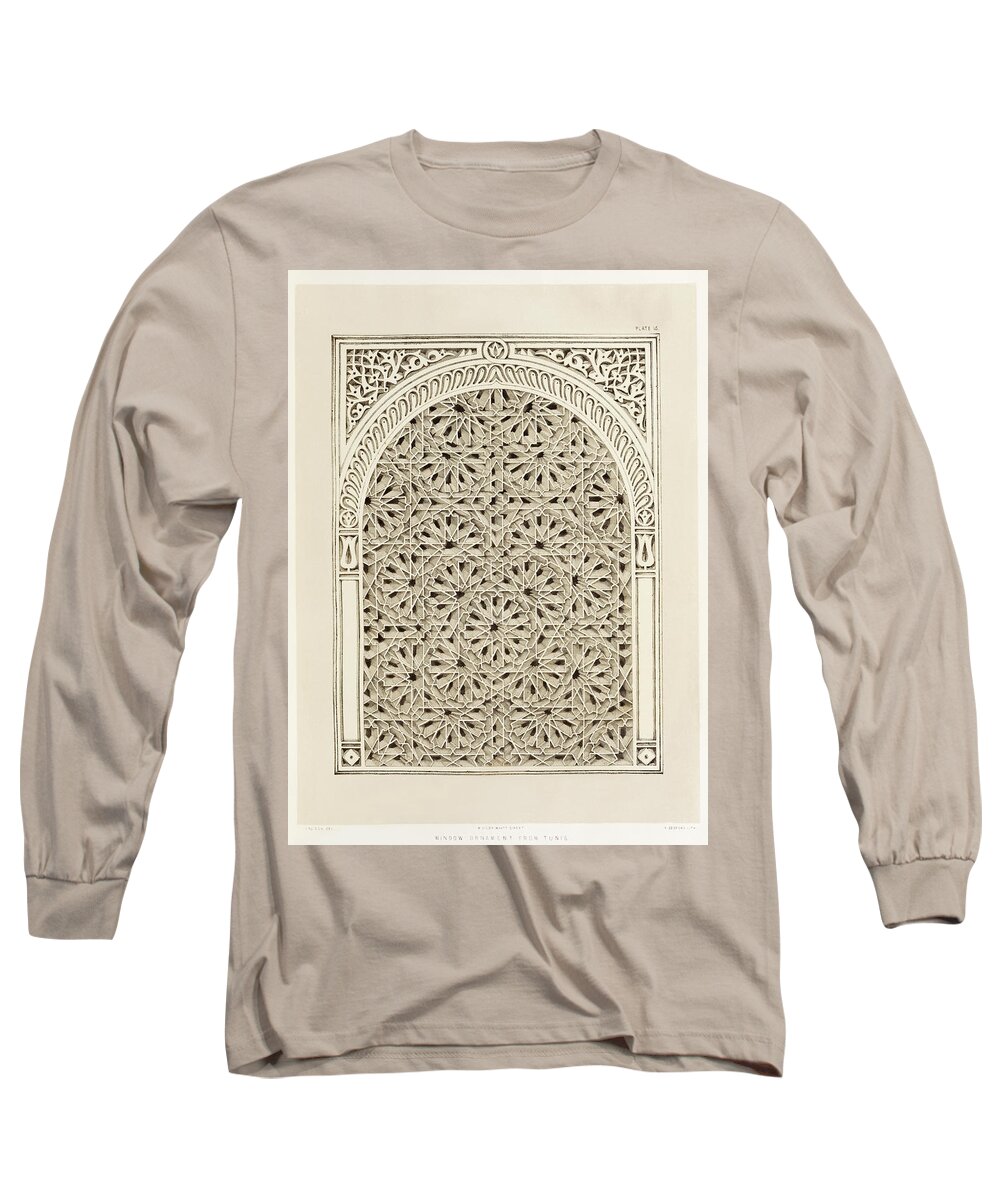 1900s Long Sleeve T-Shirt featuring the painting Window ornament from the Industrial arts of the Nineteenth Century by Vincent Monozlay