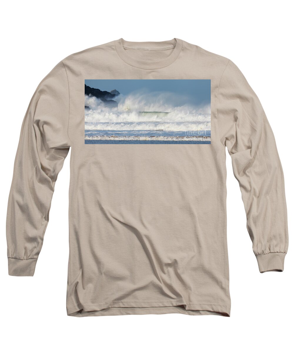 Wind Long Sleeve T-Shirt featuring the photograph Windy Seas in Cornwall by Nicholas Burningham