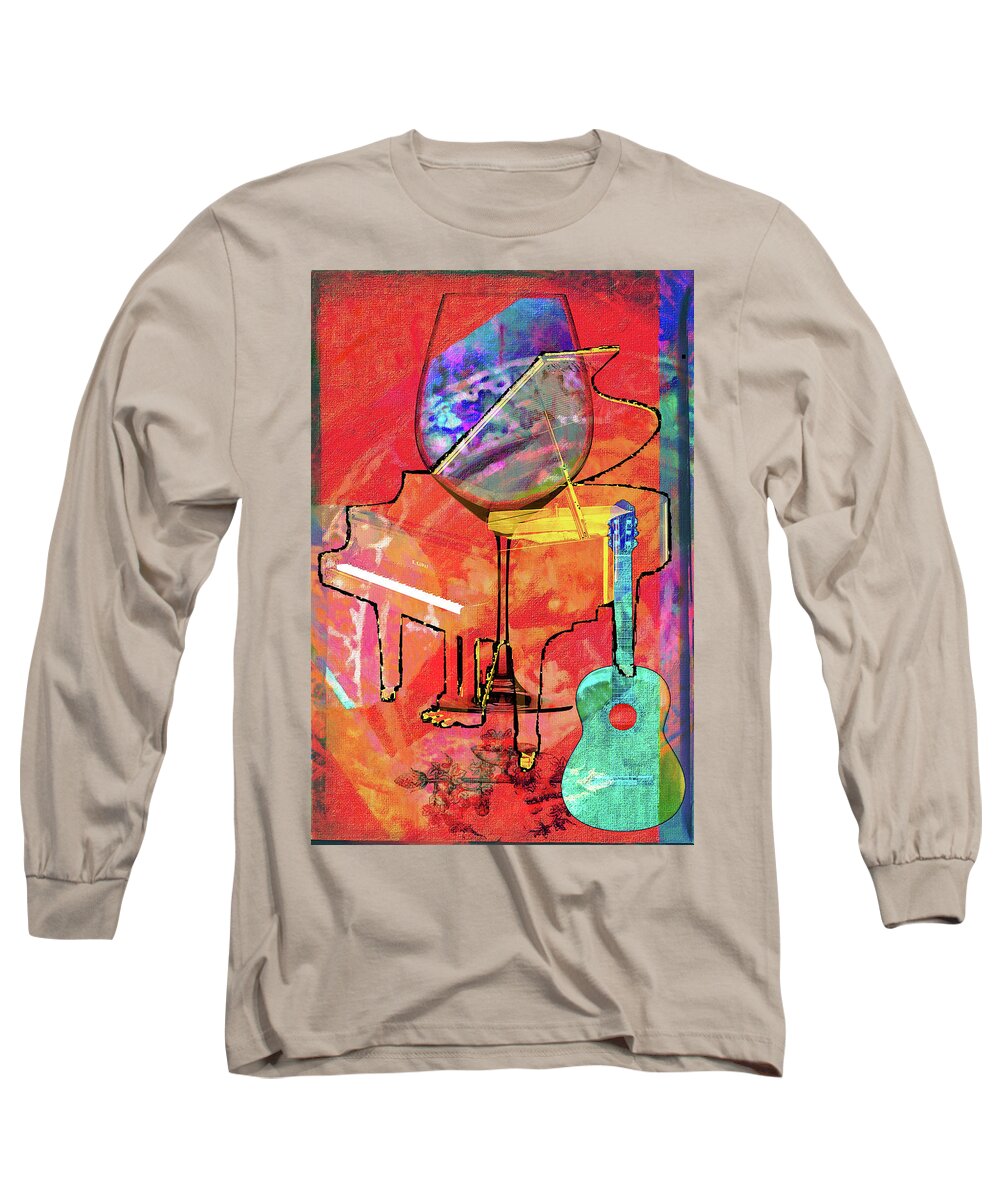 Wine Long Sleeve T-Shirt featuring the mixed media Wine Pairings 11 by Priscilla Huber