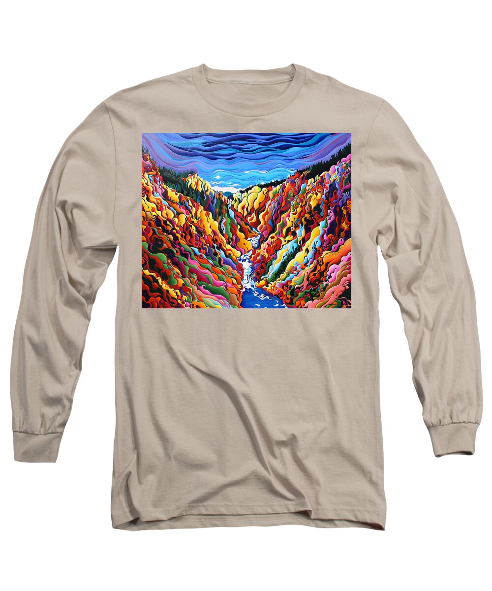 Yellowstone Long Sleeve T-Shirt featuring the painting Wish You Were Here by Amy Ferrari