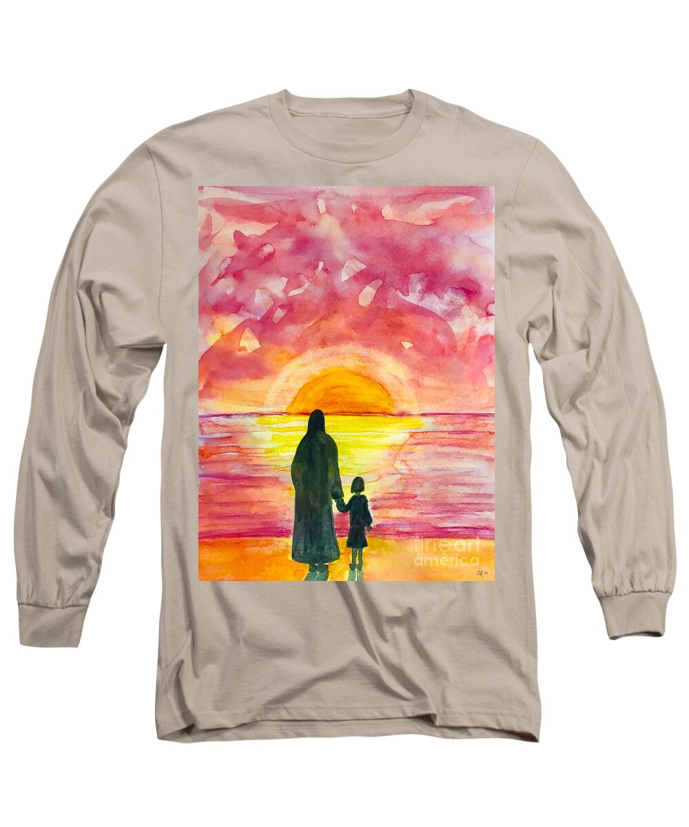 Sun Rise Long Sleeve T-Shirt featuring the painting With you by Wonju Hulse
