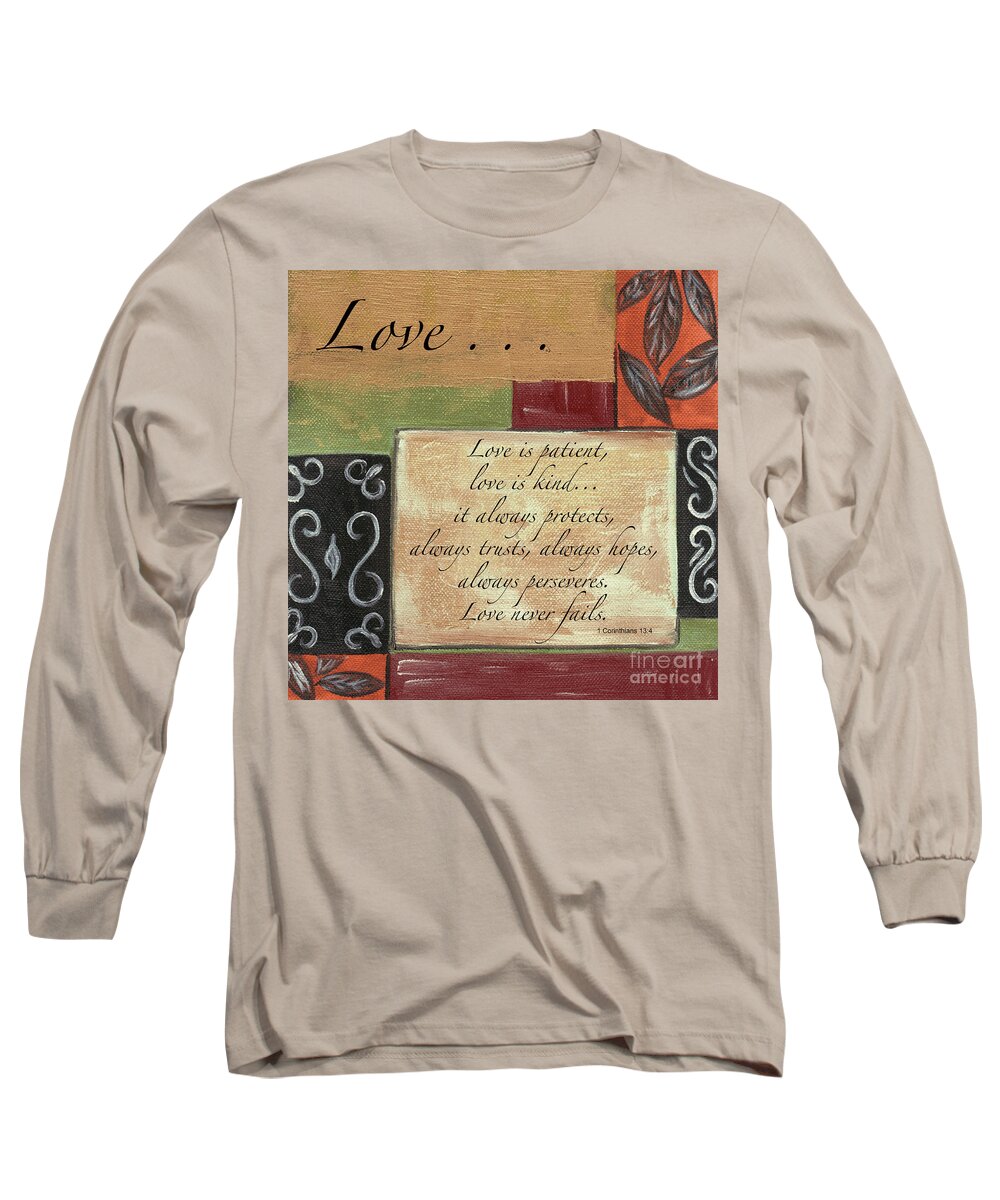 Love Long Sleeve T-Shirt featuring the painting Words To Live By Love by Debbie DeWitt