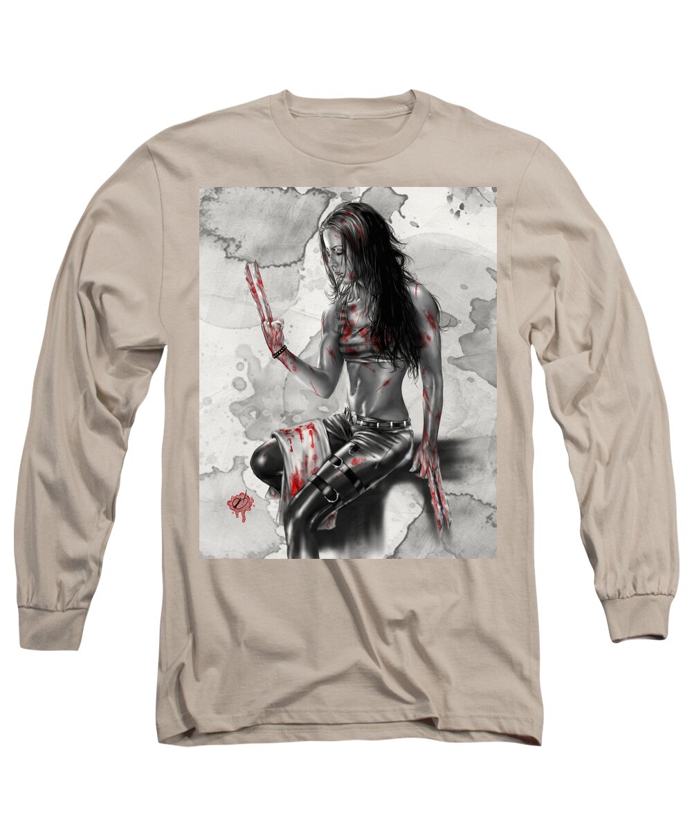 Marvel Long Sleeve T-Shirt featuring the painting X23 by Pete Tapang