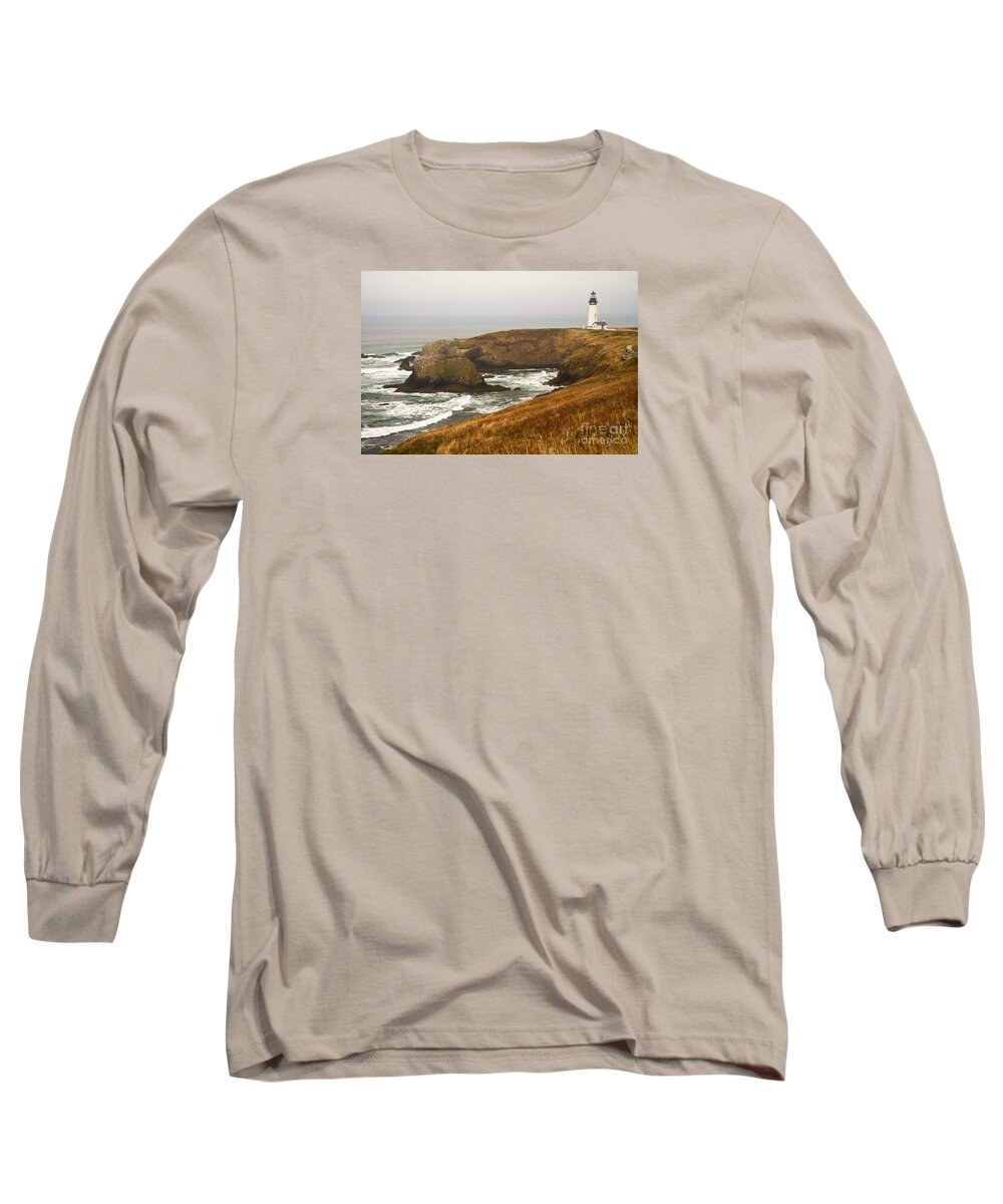 Lighthouse Long Sleeve T-Shirt featuring the photograph Yaquina Head Lighthouse by Alice Cahill