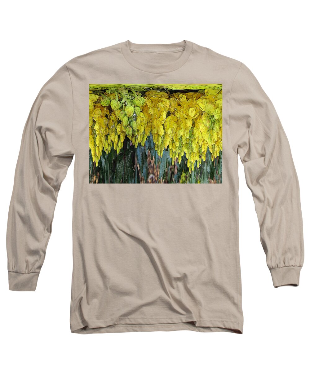 Yellow Long Sleeve T-Shirt featuring the digital art Yellow Buds by Tim Allen