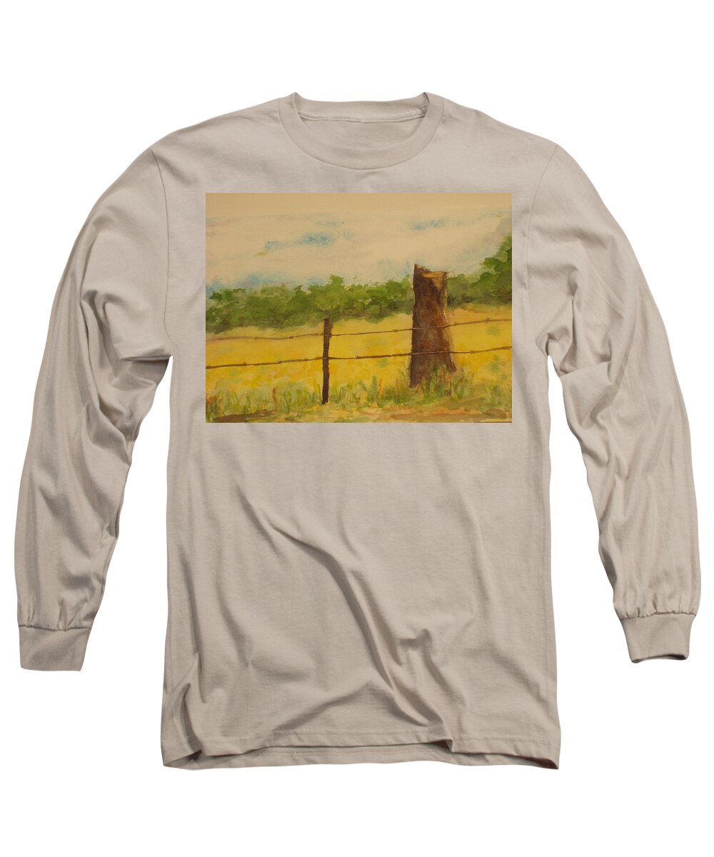 Meadow Long Sleeve T-Shirt featuring the painting Yellow Meadow by Vicki Housel