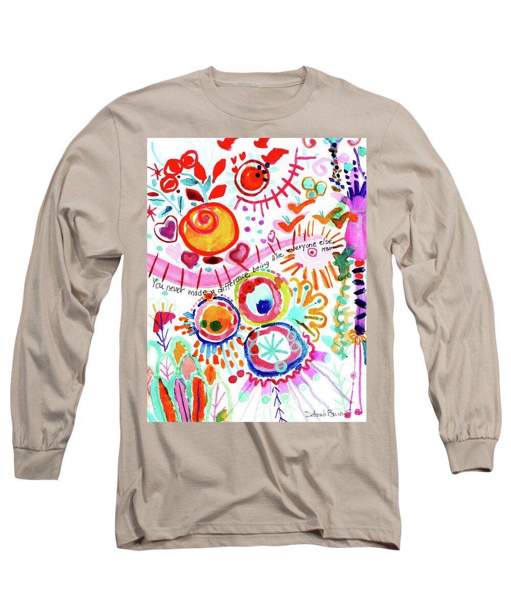 Whimsical Colors And Shapes Long Sleeve T-Shirt featuring the painting You Never Made a Difference by Deborah Burow