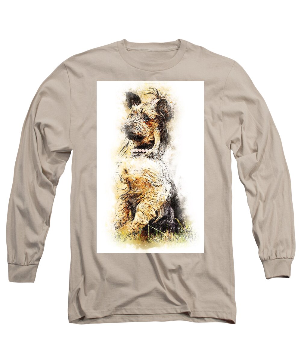 Dog Long Sleeve T-Shirt featuring the digital art You Ready by Kathy Tarochione