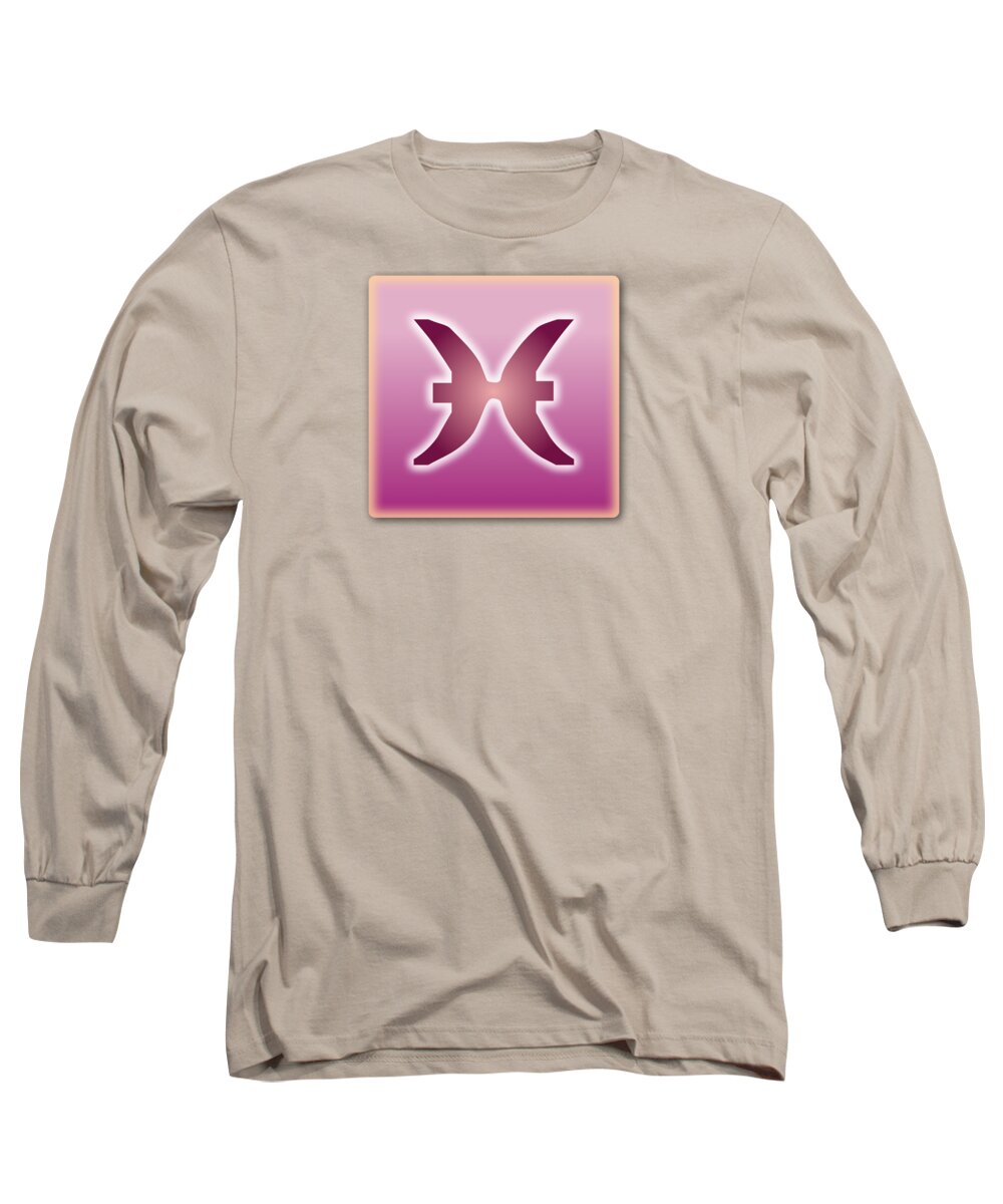 Pisces Long Sleeve T-Shirt featuring the digital art Pisces February 18 - March 20 Sun Sign Astrology by Shelley Overton