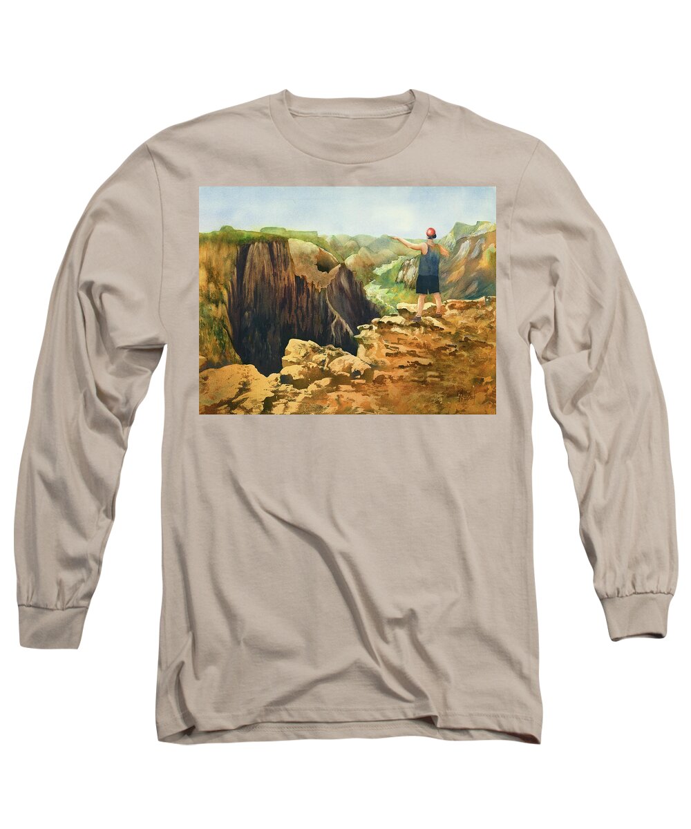 Southwest Long Sleeve T-Shirt featuring the painting Zoom by Johanna Axelrod