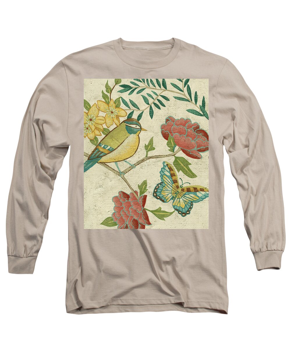 Decorative Long Sleeve T-Shirt featuring the painting Antique Aviary I #1 by Chariklia Zarris