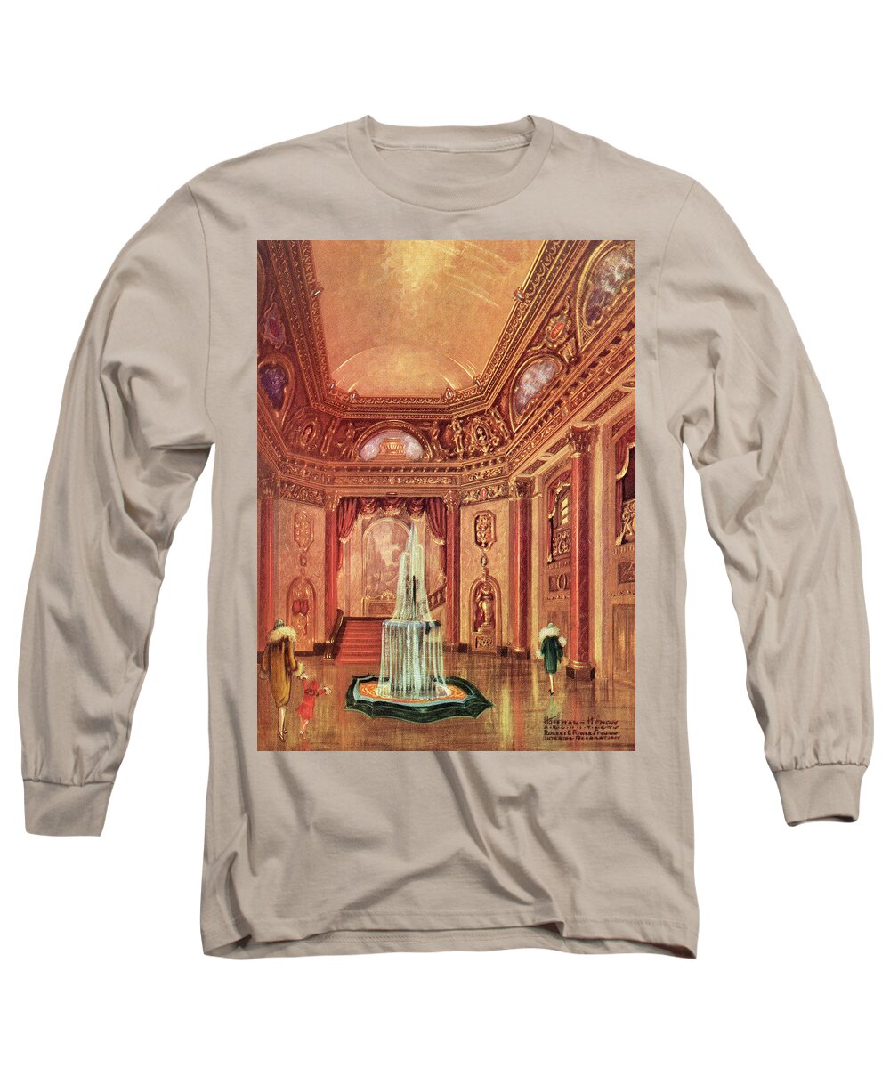 Hoffman-henon Architects Long Sleeve T-Shirt featuring the drawing Mastbaum Theatre #1 by Hoffman-Henon Architects