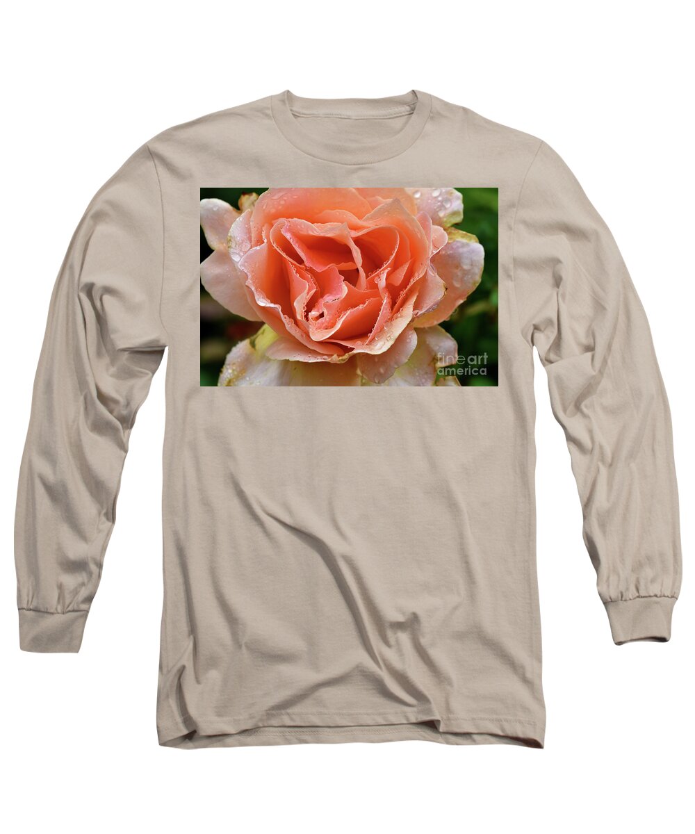 Rose Long Sleeve T-Shirt featuring the photograph Salmon Pink Rose #1 by Nancy Mueller