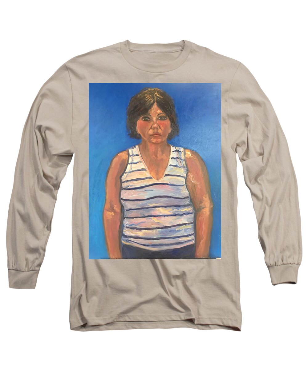 Portrait Long Sleeve T-Shirt featuring the painting Self portrait #1 by Beth Riso
