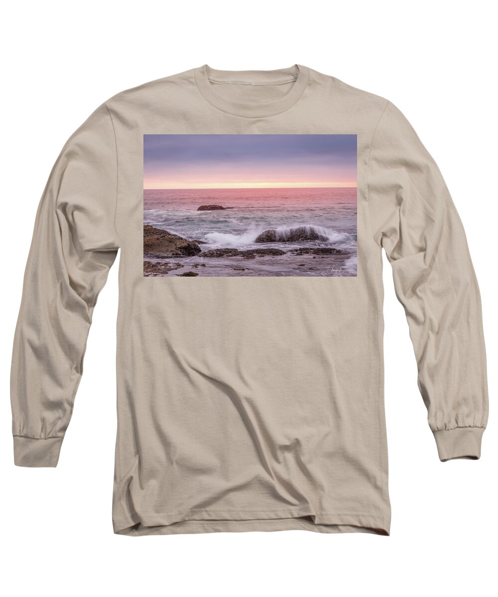 Ocean Long Sleeve T-Shirt featuring the photograph Sunset Sprays #1 by Aaron Burrows