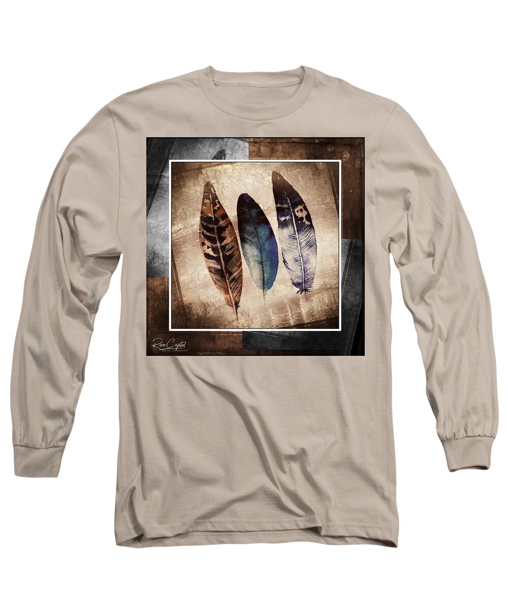 Feathers Long Sleeve T-Shirt featuring the photograph 3 Feathers On The Square by Rene Crystal