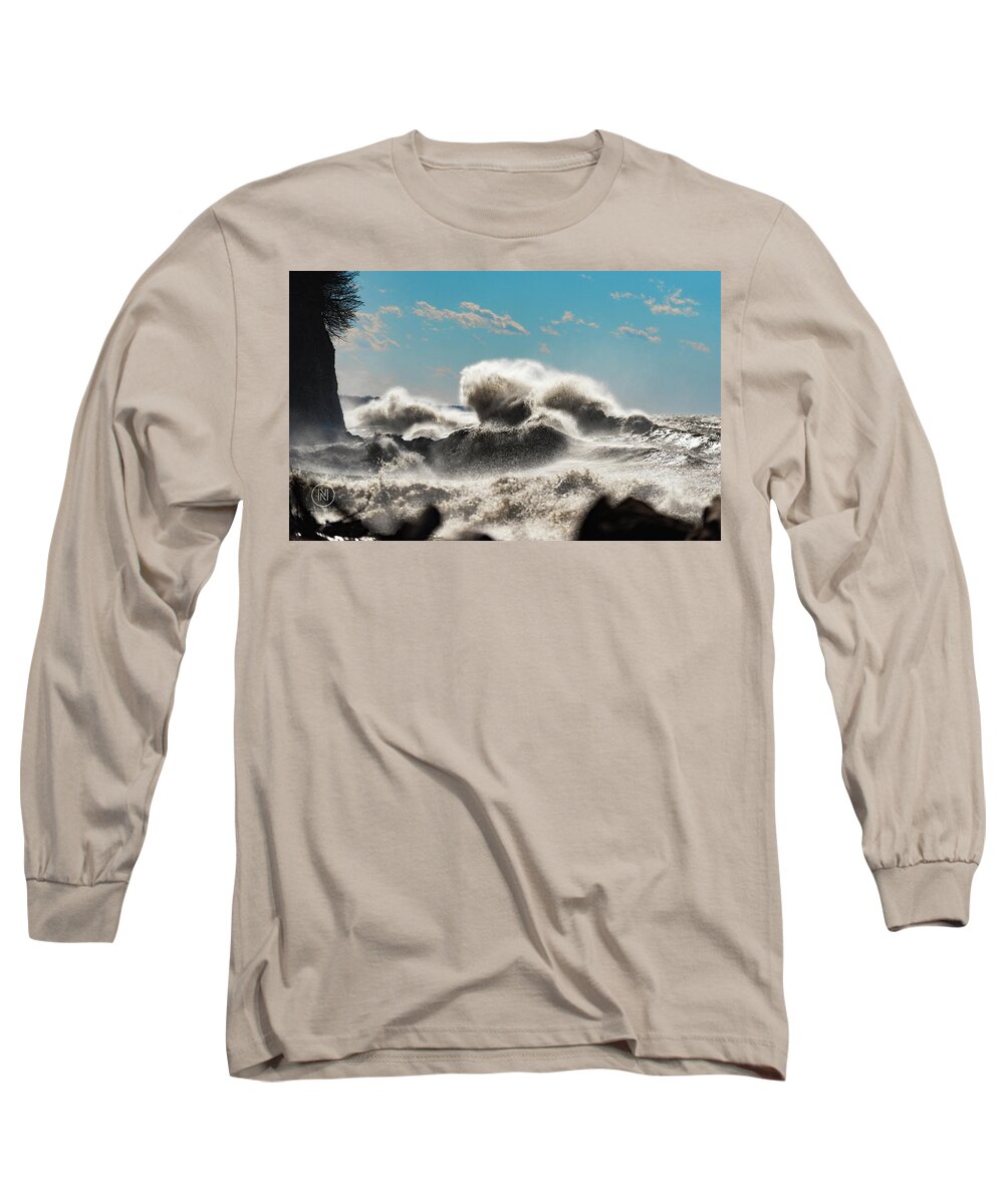 Lake Long Sleeve T-Shirt featuring the photograph Lake Erie Waves #3 by Dave Niedbala