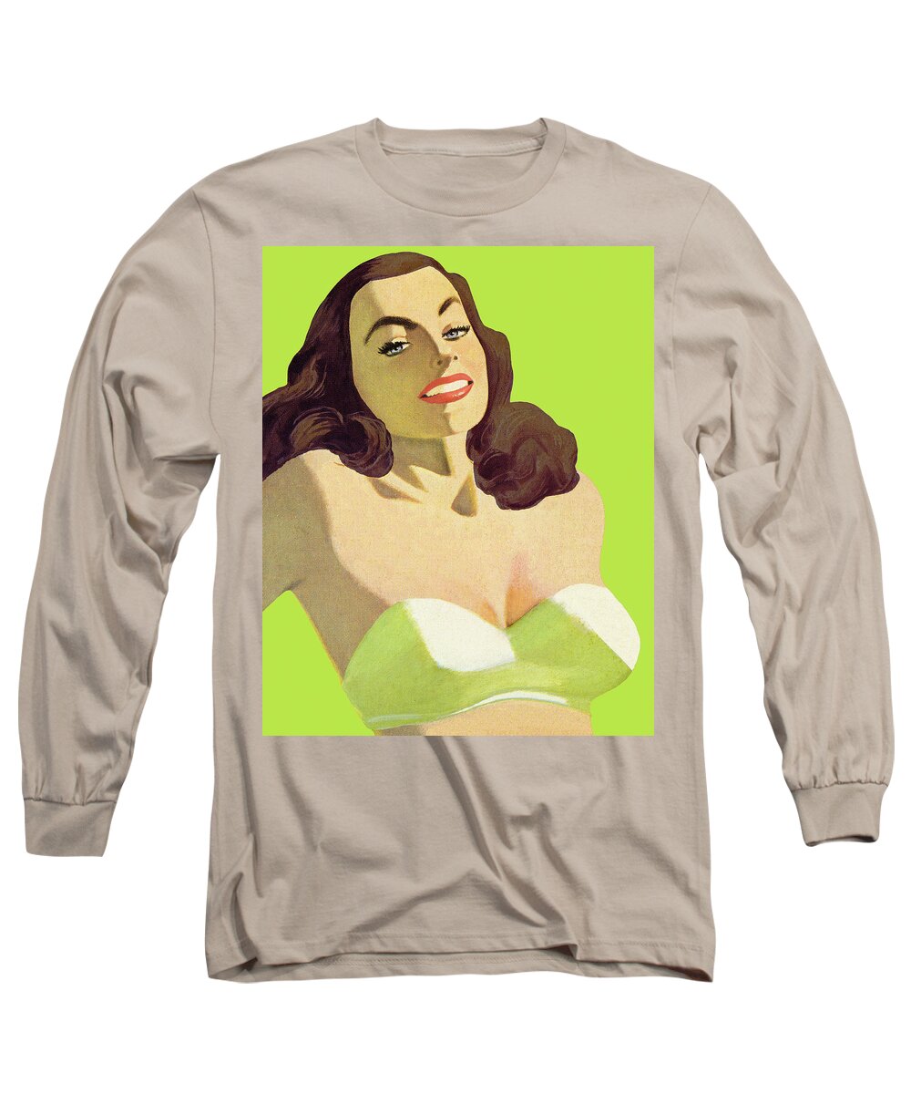 Adult Long Sleeve T-Shirt featuring the drawing Pretty Woman #3 by CSA Images