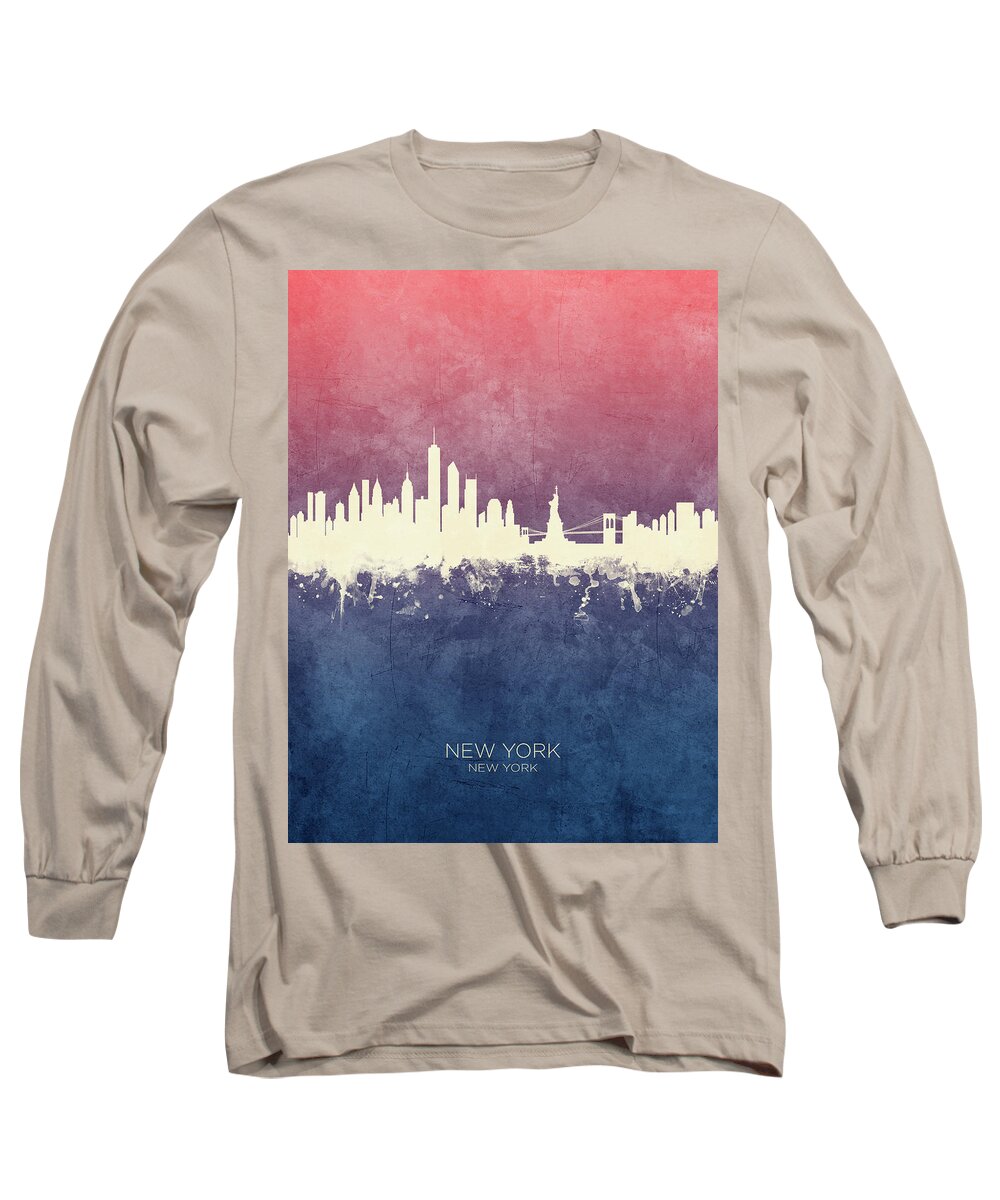 New York Long Sleeve T-Shirt featuring the digital art New York Skyline #46 by Michael Tompsett
