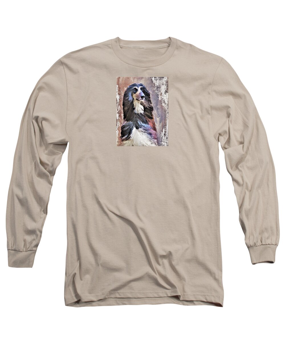 Afghan Hound Long Sleeve T-Shirt featuring the digital art Afghan Hound by Diane Chandler