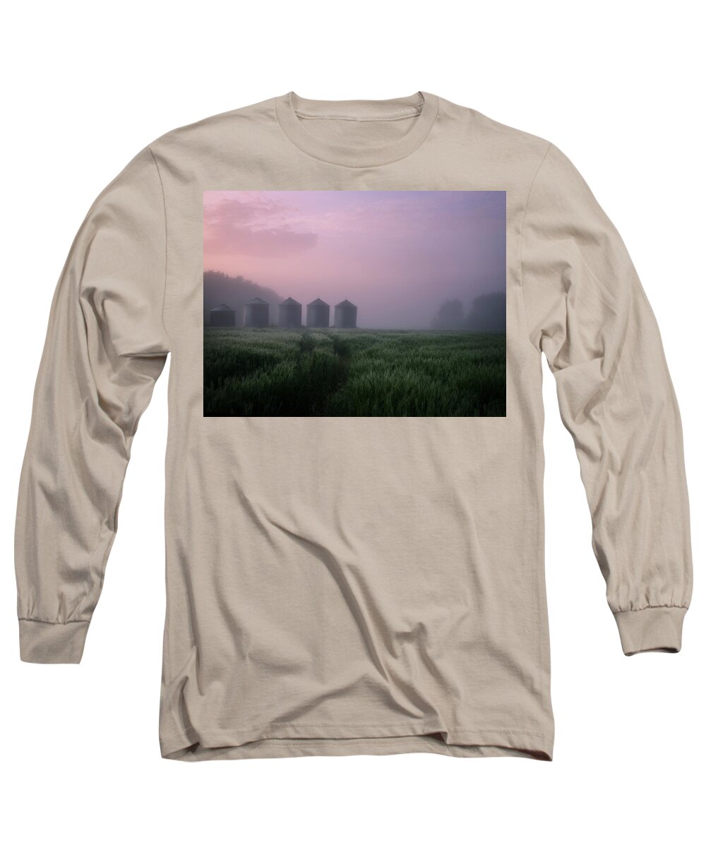 Grain Silos Long Sleeve T-Shirt featuring the photograph All in a Row by Dan Jurak