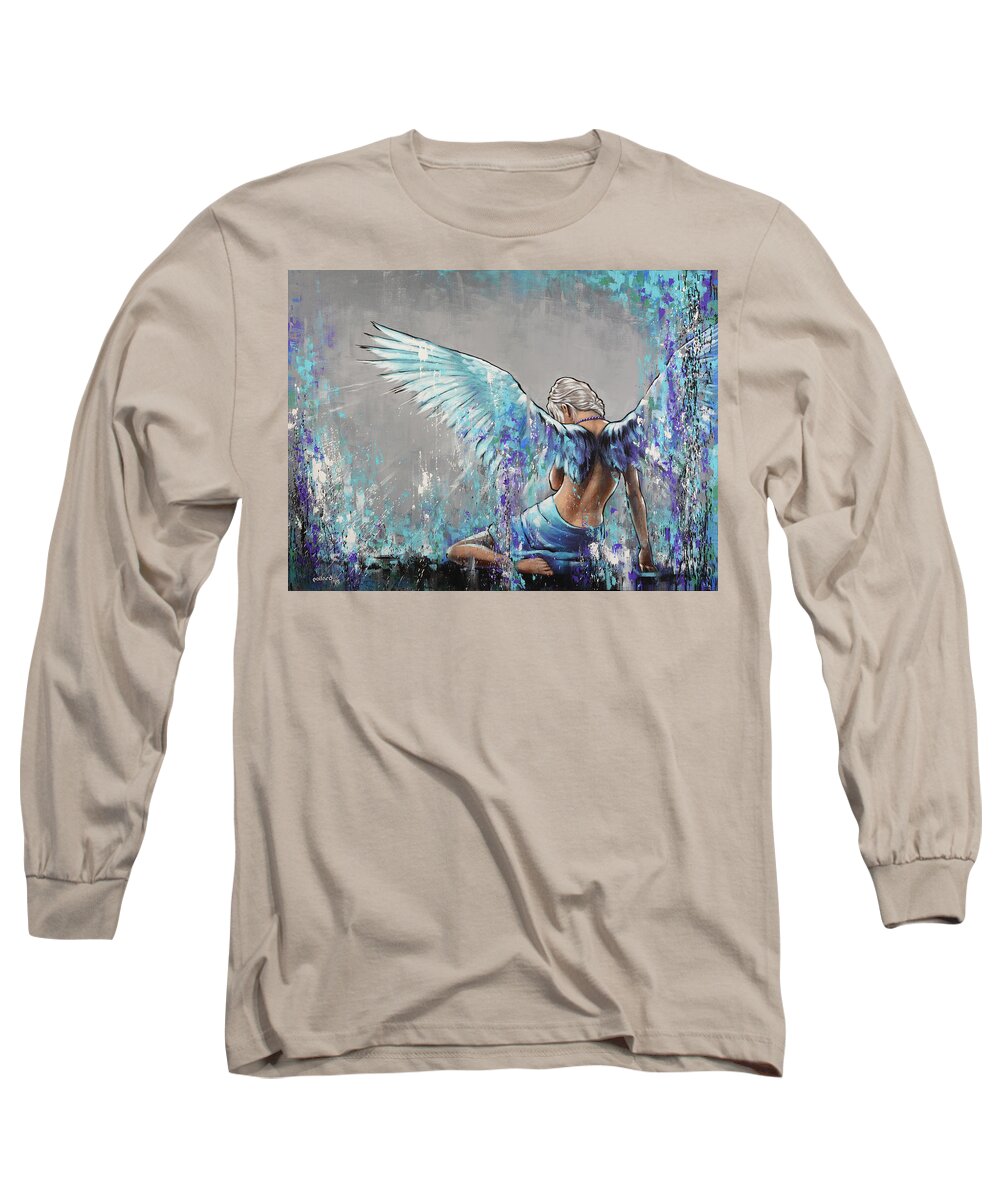 Angel Long Sleeve T-Shirt featuring the painting Angelica by Glenn Pollard