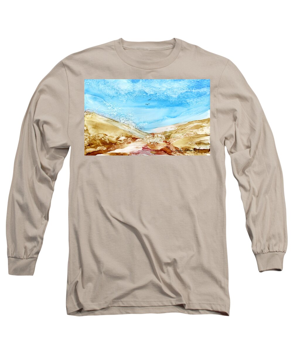 Sea Long Sleeve T-Shirt featuring the painting At the Sea by Charlene Fuhrman-Schulz